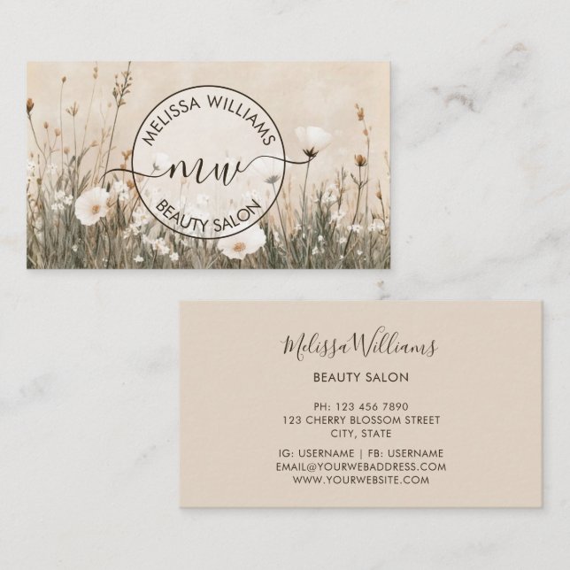 Wildflowers Logo Visitenkarte (Vorne/Hinten)