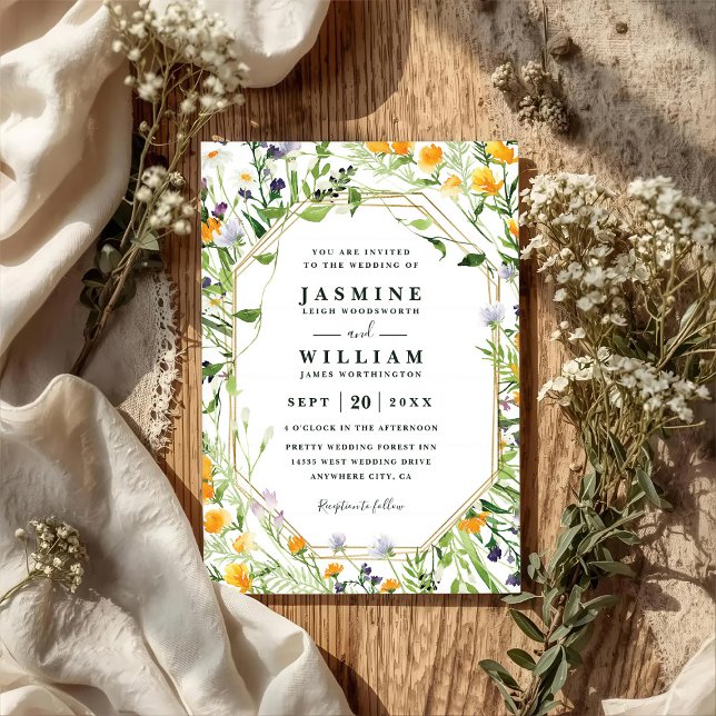 Wildflowers Meadow Rustic Elegant QR Code Wedding Einladung (Von Creator hochgeladen)