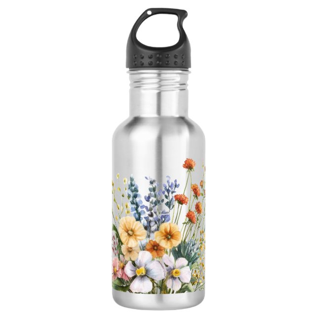 Wildflowers stainless steel water bottle.  edelstahlflasche (Vorderseite)