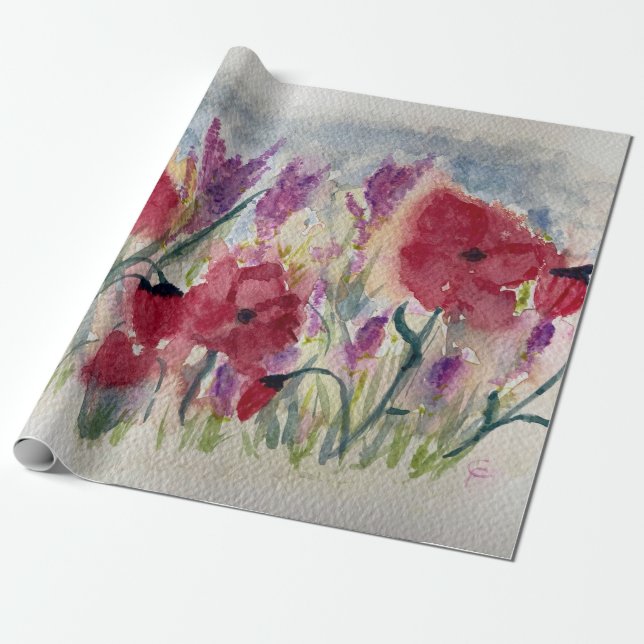 Wildflowers with poppies  geschenkpapier (Ungerollt)