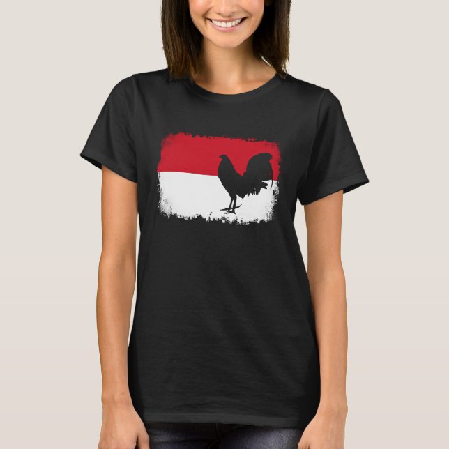 Wildgeflügel Vintag Indonesiens Flaggenwurzel T-Shirt (Vorderseite)