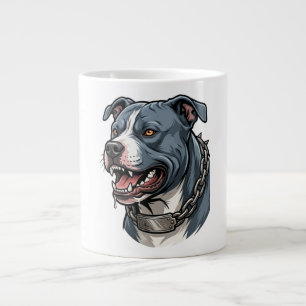 Wildgrauer Pitbull mit Stachelkette Jumbo-Tasse
