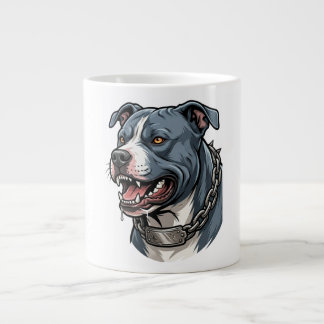 Wildgrauer Pitbull mit Stachelkette Jumbo-Tasse
