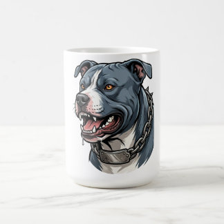 Wildgrauer Pitbull mit Stachelkette Kaffeetasse