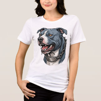 Wildgrauer Pitbull mit Stachelkette Tri-Blend Shirt