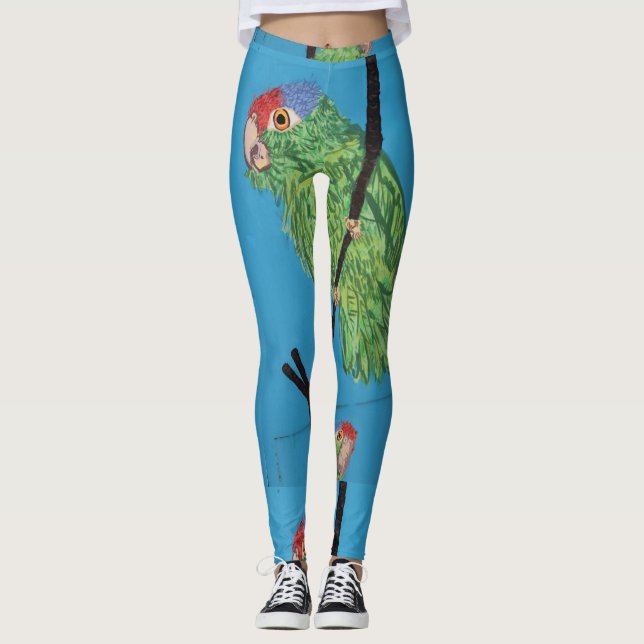 Wildgrün Papageienblau Leggings (Vorderseite)