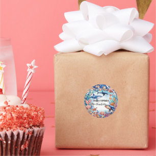 Wildhai-Geburtstag Runder Aufkleber