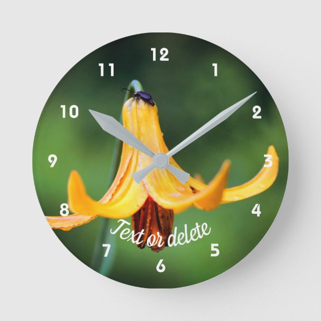Wildkanadische Lilie mit Insekten Personalisiert  Runde Wanduhr (Vorderseite)