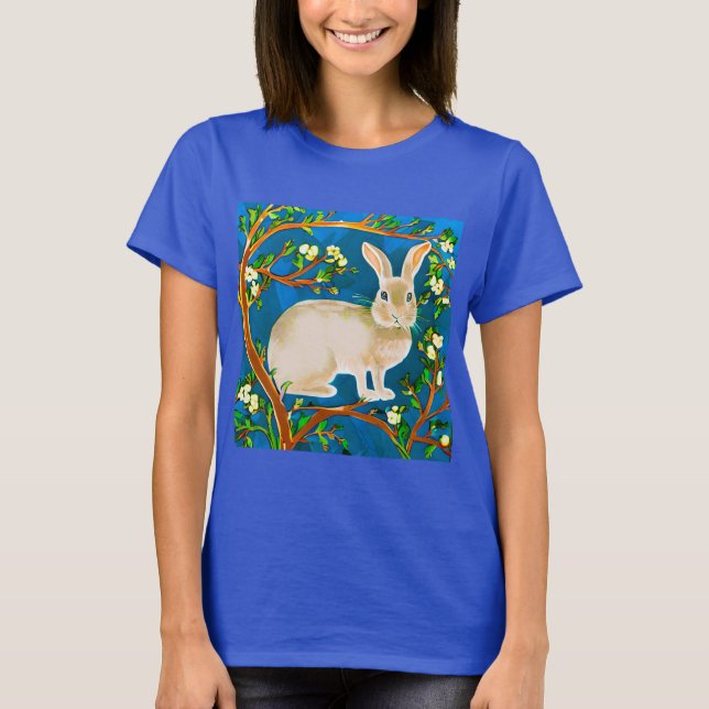 Wildkaninchen und blühende Branchen T-Shirt (Vorderseite)