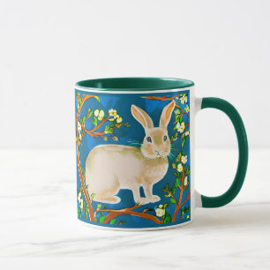 Wildkaninchen und blühende Branchen Tasse