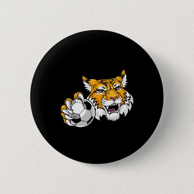 Wildkatze Bobcat Luchs Puma Fußball Ll Cartoon Cha Button (Vorderseite)