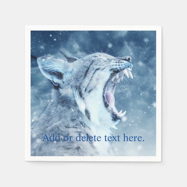 Wildkatze im Schnee Serviette (Vorderseite)