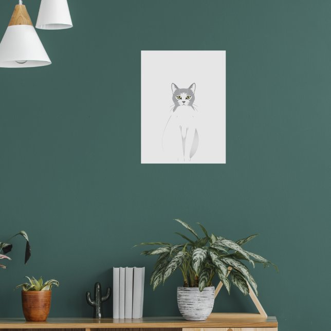 Wildkatze Wasserfarbe Liebhaber von Katzen Poster (Wohnzimmer 1)