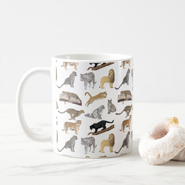 Wildkatzen Muster Kaffeetasse (Mit Donut)