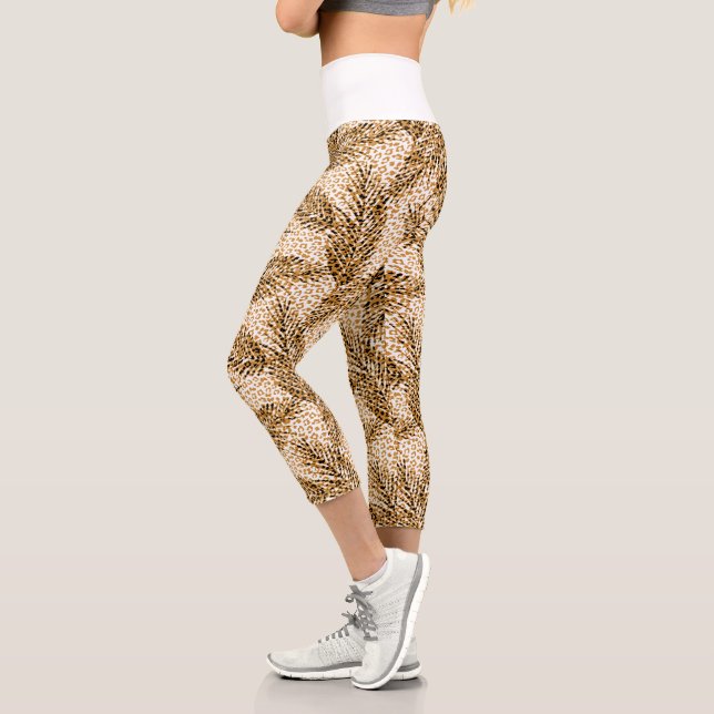 Wildkatzen und Palm-Blätter Capri Leggings (Links)