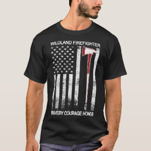 Wildland Firefighter American Flag Red Line Wildla T-Shirt