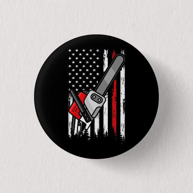 Wildland Firefighter Chainsaw Red Line American Fl Button (Vorderseite)