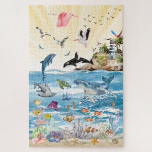 Wildleben des Ozeans und umliegendes Puzzle