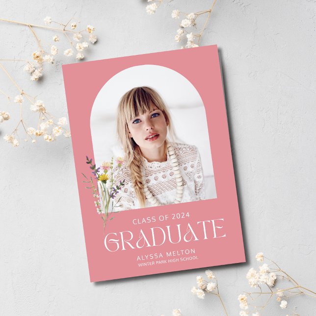 Wildlflower Foto Simple Girl Graduation Party Einladung (Wildlflower Photo Simple Girl Graduation Party Invitation)