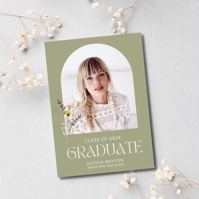 Wildlflower Foto Simple Girl Graduation Party Einladung (Wildlflower Photo Simple Girl Graduation Party Invitation)