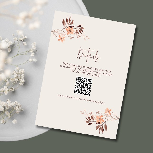 Wildlfower Boho QR Wedding Website Begleitkarte (Wildlfower Boho QR Wedding Website Enclosure Card)