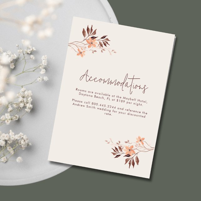 Wildlfower Boho Unterkünfte Details Begleitkarte (Wildlfower Boho Accommodations Details Enclosure Card)