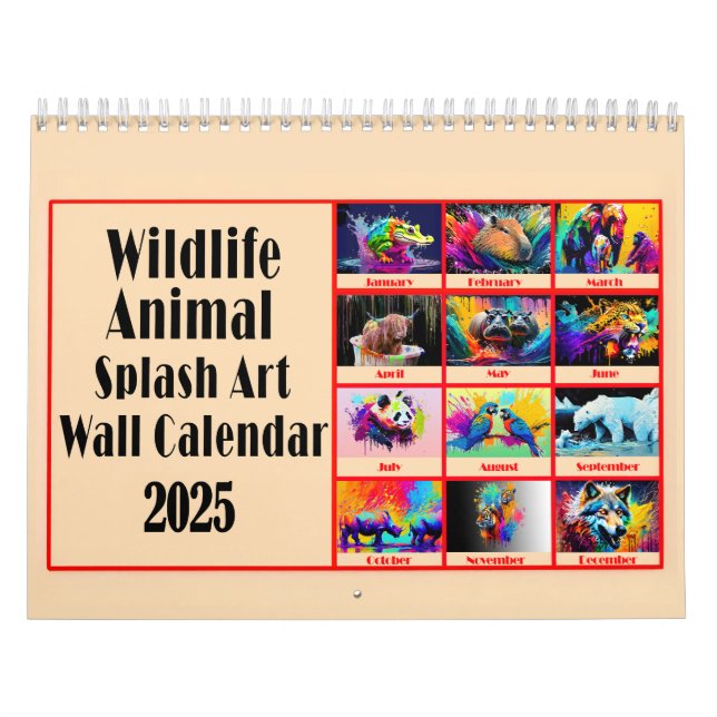 Wildlife Animal Lovers Color Splash Art 2025 Kalender (Titelbild)