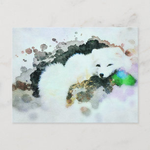 *~* Wildlife AP18 Snow White Arctic Polar Fox Post Postkarte