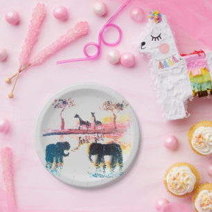 Wildlife Art African Sunset Pappteller