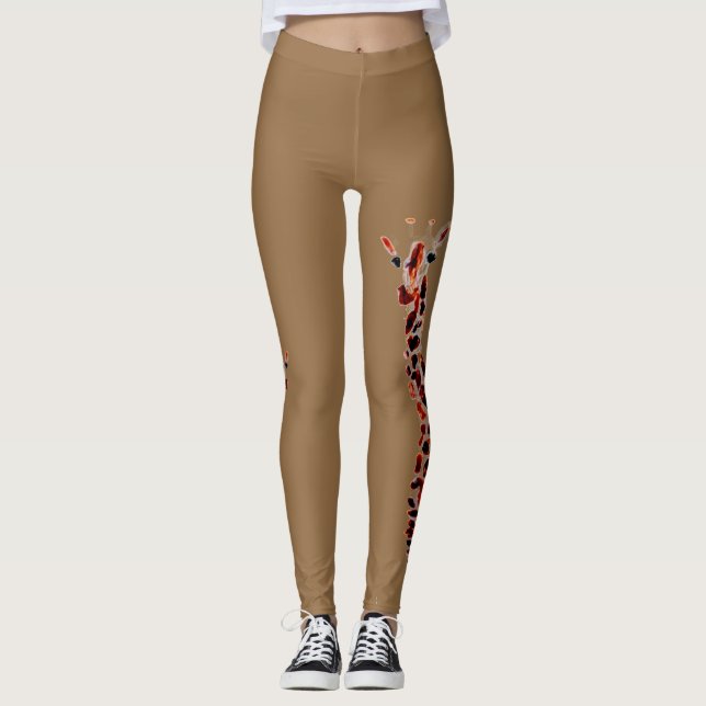 Wildlife Art Funny Giraffe Leggings (Vorderseite)