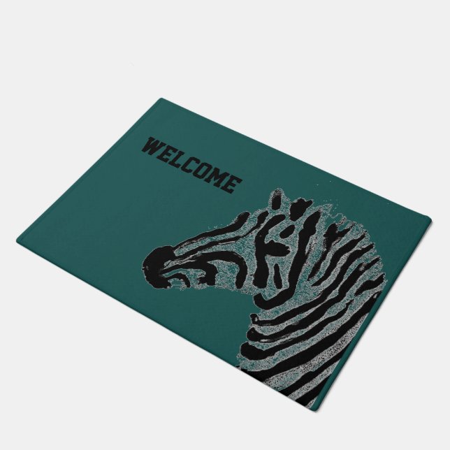 Wildlife Art Zebra Willkommen Fußmatte (Schrägansicht)
