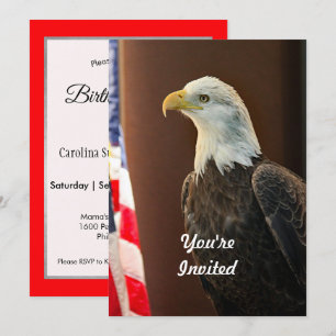Wildlife Bald Eagle American Flag Foto Geburtstag Einladung