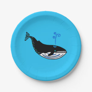 Wildlife- Blue WHALE - Marine - blaues Party Pappteller