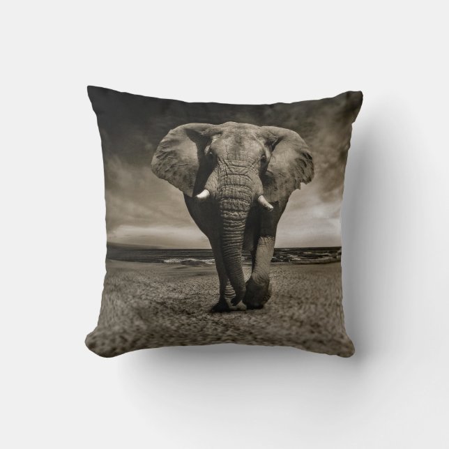 Wildlife Bull Elephant Foto Kissen (Vorderseite)