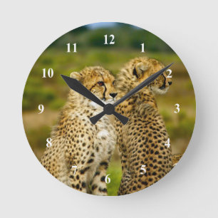 Wildlife Cheetah Photo Runde Wanduhr