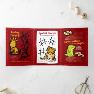 Wildlife Cheetah Puzzle Grußkarte Trifold Dreifach Gefaltete Urlaubskarte