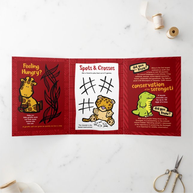 Wildlife Cheetah Puzzle Grußkarte Trifold Dreifach Gefaltete Urlaubskarte (Innenseite)