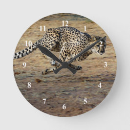 Wildlife Cheetah Running Foto Runde Wanduhr