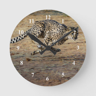 Wildlife Cheetah Running Photo Runde Wanduhr