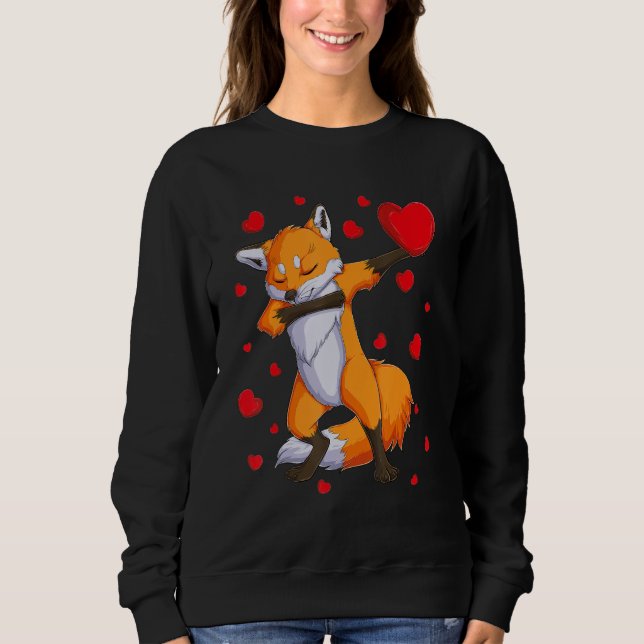 Wildlife Dab Animals Dabbing Fox Valentine's Day k Sweatshirt (Vorderseite)