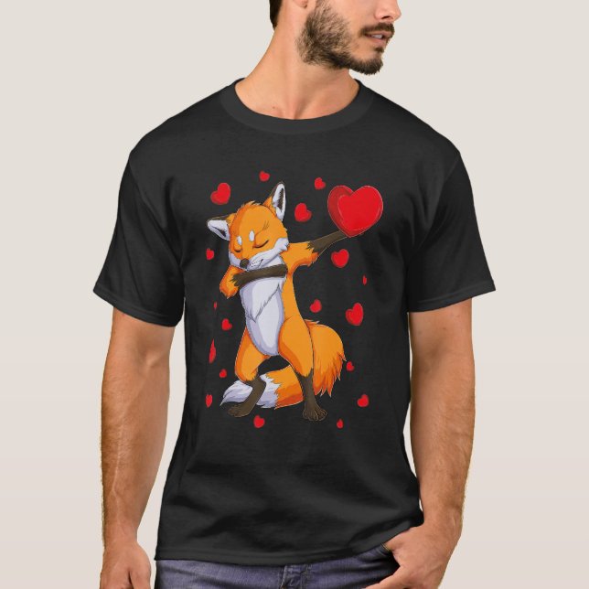 Wildlife Dab Animals Dabbing Fox Valentine's Day k T-Shirt (Vorderseite)