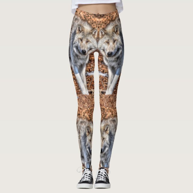Wildlife-Design von White Arctic Wolf Leggings (Vorderseite)