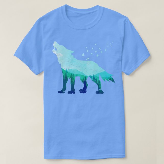 Wildlife Forest Predator Howling Wolf T-Shirt (Design vorne)