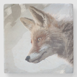 Wildlife Fox Portrait Nature Neutral Stone Coaster Steinuntersetzer