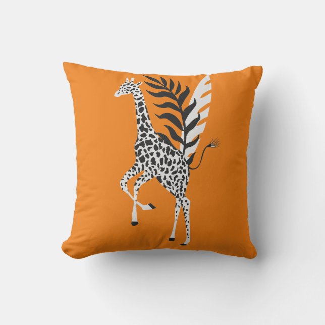 Wildlife friendship - Orange Giraffe cushion Kissen (Vorderseite)