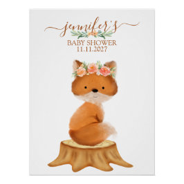 Wildlife Fuchs und Blumen Babyparty Poster