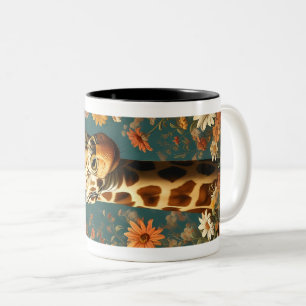 Wildlife Giraffe Portrait Illustration Tier Zweifarbige Tasse