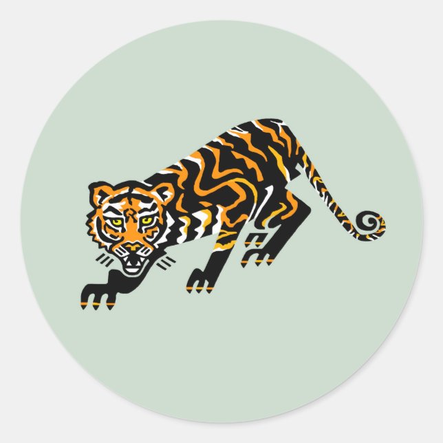 Wildlife - Graphic TIGER - Tieraktivist - Green Runder Aufkleber (Vorderseite)