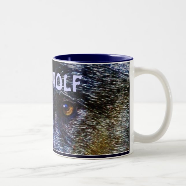Wildlife Grey Wolf Tierfreund-Design Zweifarbige Tasse (Rechts)