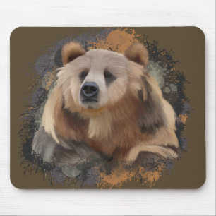 Wildlife Grizzly Bear Earth Tones Spritzer Mousepad